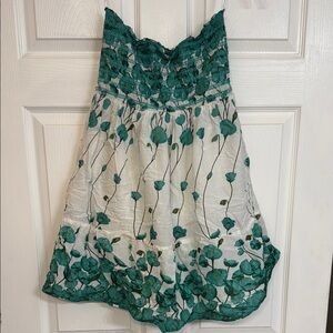 Y2K Floral Green and White Mini Dress